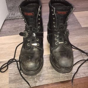 Black lace up Harley Boots